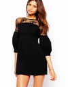 Rochie Neagra cu Maneci Bufante LC21718